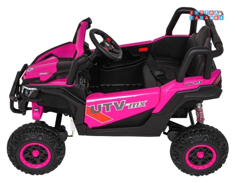 Madman UTV-MX buggy na akumulator 4x4 - różowy, 4x35W 12V/10Ah, pilot, EVA, LED, ekoskóra [XMX-631]