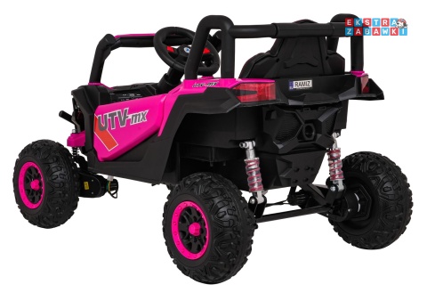 Madman UTV-MX buggy na akumulator 4x4 - różowy, 4x35W 12V/10Ah, pilot, EVA, LED, ekoskóra [XMX-631]