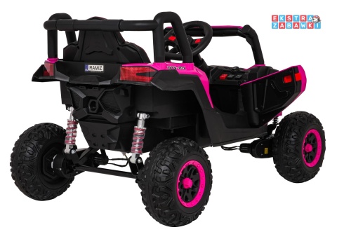 Madman UTV-MX buggy na akumulator 4x4 - różowy, 4x35W 12V/10Ah, pilot, EVA, LED, ekoskóra [XMX-631]