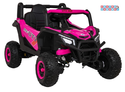 Madman UTV-MX buggy na akumulator 4x4 - różowy, 4x35W 12V/10Ah, pilot, EVA, LED, ekoskóra [XMX-631]