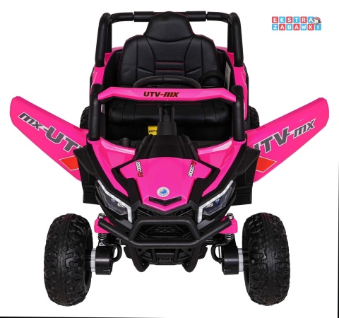 Madman UTV-MX buggy na akumulator 4x4 - różowy, 4x35W 12V/10Ah, pilot, EVA, LED, ekoskóra [XMX-631]
