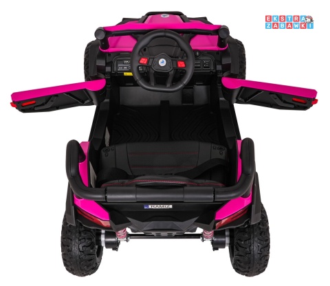 Madman UTV-MX buggy na akumulator 4x4 - różowy, 4x35W 12V/10Ah, pilot, EVA, LED, ekoskóra [XMX-631]