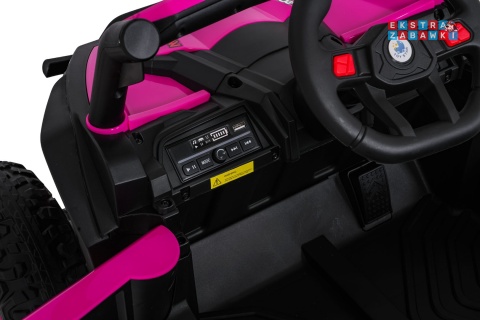 Madman UTV-MX buggy na akumulator 4x4 - różowy, 4x35W 12V/10Ah, pilot, EVA, LED, ekoskóra [XMX-631]