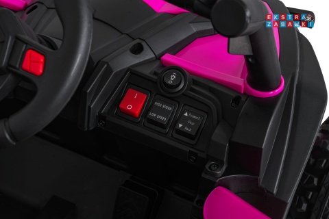 Madman UTV-MX buggy na akumulator 4x4 - różowy, 4x35W 12V/10Ah, pilot, EVA, LED, ekoskóra [XMX-631]