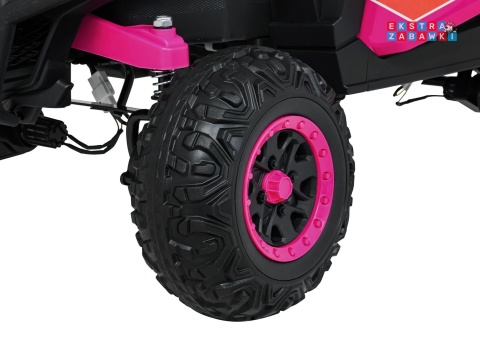 Madman UTV-MX buggy na akumulator 4x4 - różowy, 4x35W 12V/10Ah, pilot, EVA, LED, ekoskóra [XMX-631]