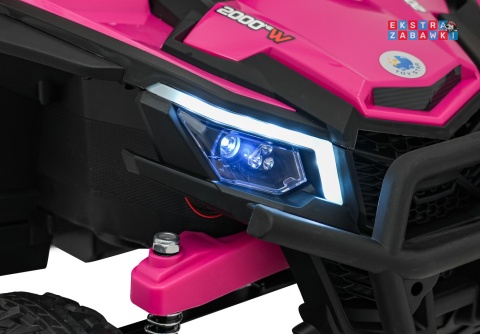 Madman UTV-MX buggy na akumulator 4x4 - różowy, 4x35W 12V/10Ah, pilot, EVA, LED, ekoskóra [XMX-631]