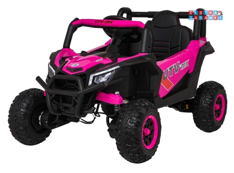Madman UTV-MX buggy na akumulator 4x4 - różowy, 4x35W 12V/10Ah, pilot, EVA, LED, ekoskóra [XMX-631]