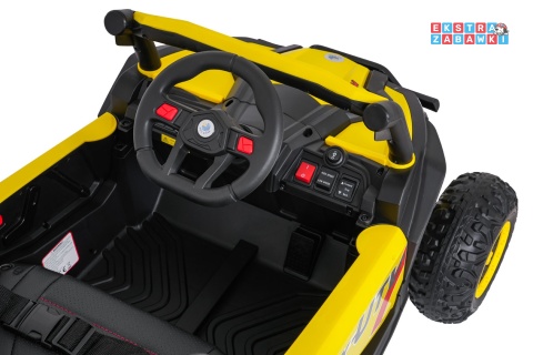 Madman UTV-MX buggy na akumulator 4x4 - żółty, 4x35W 12V/10Ah, pilot, EVA, LED, ekoskóra [XMX-631]