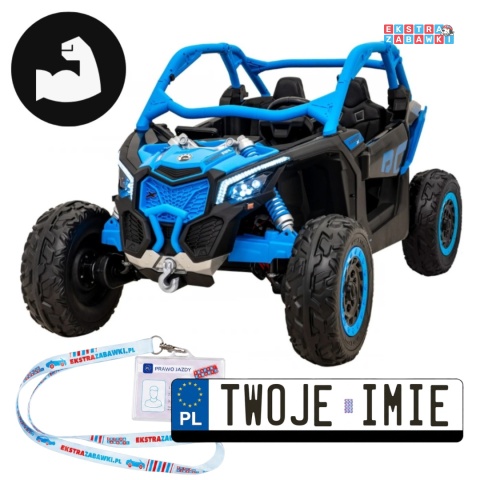 Maverick Turbo RR buggy na akumulator dwuosobowy - niebieski, 2x320W, 24V/20Ah, ciche silniki, pompowane koła [CA001.STRONG]