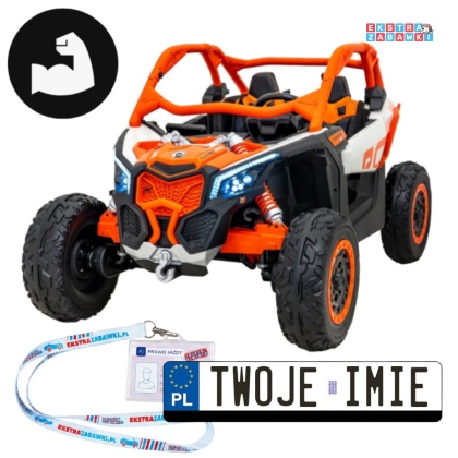 Maverick Turbo RR buggy na akumulator dwuosobowy - pomarańczowy, 2x320W, 24V/20Ah, ciche silniki, pompowane koła [CA001.STRONG]