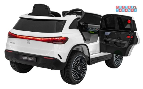 Mercedes Benz EQA 250 na akumulator - biały, 4x35W 12V/10Ah, ekoskóra, EVA, LED, Bluetooth, pilot - [XMX-625]