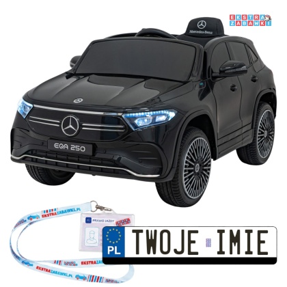 Mercedes Benz EQA 250 na akumulator - czarny, 4x35W 12V/10Ah, ekoskóra, EVA, LED, Bluetooth, pilot - [XMX-625]