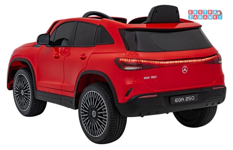 Mercedes Benz EQA 250 na akumulator - czerwony, 4x35W 12V/10Ah, ekoskóra, EVA, LED, Bluetooth, pilot - [XMX-625]
