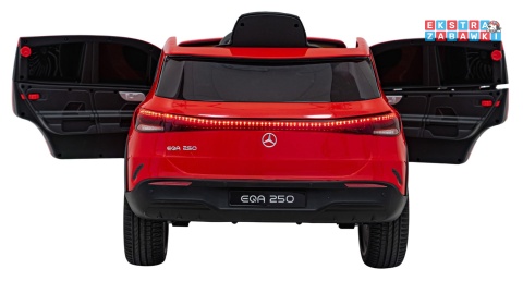 Mercedes Benz EQA 250 na akumulator - czerwony, 4x35W 12V/10Ah, ekoskóra, EVA, LED, Bluetooth, pilot - [XMX-625]