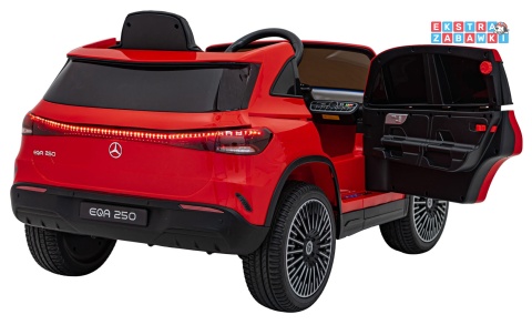 Mercedes Benz EQA 250 na akumulator - czerwony, 4x35W 12V/10Ah, ekoskóra, EVA, LED, Bluetooth, pilot - [XMX-625]