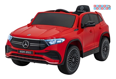 Mercedes Benz EQA 250 na akumulator - czerwony, 4x35W 12V/10Ah, ekoskóra, EVA, LED, Bluetooth, pilot - [XMX-625]