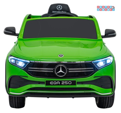 Mercedes Benz EQA 250 na akumulator - zielony, 4x35W 12V/10Ah, ekoskóra, EVA, LED, Bluetooth, pilot - [XMX-625]
