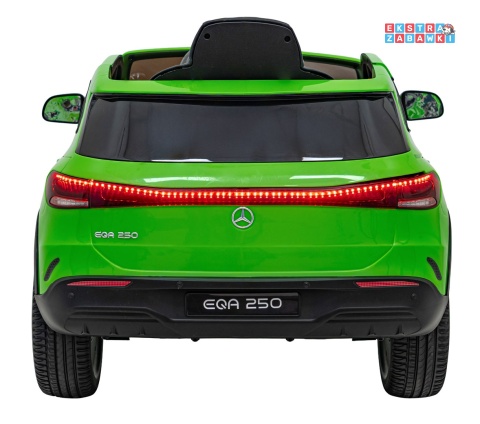 Mercedes Benz EQA 250 na akumulator - zielony, 4x35W 12V/10Ah, ekoskóra, EVA, LED, Bluetooth, pilot - [XMX-625]