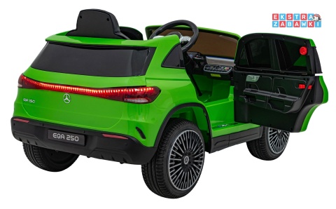 Mercedes Benz EQA 250 na akumulator - zielony, 4x35W 12V/10Ah, ekoskóra, EVA, LED, Bluetooth, pilot - [XMX-625]