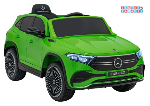 Mercedes Benz EQA 250 na akumulator - zielony, 4x35W 12V/10Ah, ekoskóra, EVA, LED, Bluetooth, pilot - [XMX-625]