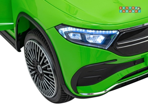 Mercedes Benz EQA 250 na akumulator - zielony, 4x35W 12V/10Ah, ekoskóra, EVA, LED, Bluetooth, pilot - [XMX-625]