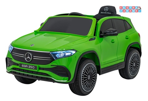 Mercedes Benz EQA 250 na akumulator - zielony, 4x35W 12V/10Ah, ekoskóra, EVA, LED, Bluetooth, pilot - [XMX-625]