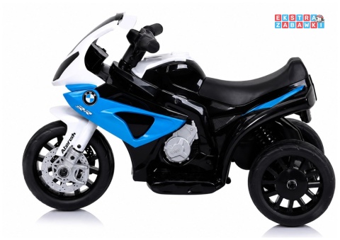 Motor trójkołowy BMW S1000RR na akumulator - niebieski, 1x35W, 6V/4.5Ah, ekoskóra, LED - [2539]
