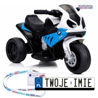 Motor trójkołowy BMW S1000RR na akumulator - niebieski, 1x35W, 6V/4.5Ah, ekoskóra, LED - [2539]