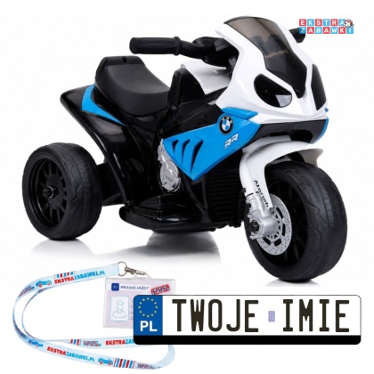 Motor trójkołowy BMW S1000RR na akumulator - niebieski, 1x35W, 6V/4.5Ah, ekoskóra, LED - [2539]
