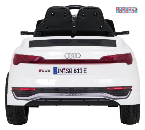 Audi SQ8 4x4 na akumulator - biały, 4x35W 12V/9Ah, pilot, EVA, LED, ekoskóra, pas, panel muzyczny [HZB-SQ8]