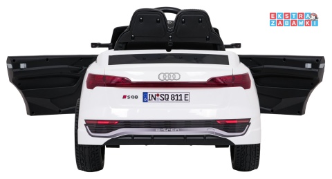 Audi SQ8 4x4 na akumulator - biały, 4x35W 12V/9Ah, pilot, EVA, LED, ekoskóra, pas, panel muzyczny [HZB-SQ8]