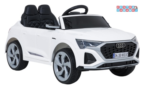 Audi SQ8 4x4 na akumulator - biały, 4x35W 12V/9Ah, pilot, EVA, LED, ekoskóra, pas, panel muzyczny [HZB-SQ8]