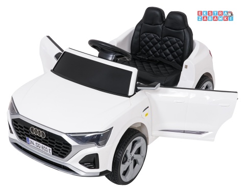 Audi SQ8 4x4 na akumulator - biały, 4x35W 12V/9Ah, pilot, EVA, LED, ekoskóra, pas, panel muzyczny [HZB-SQ8]
