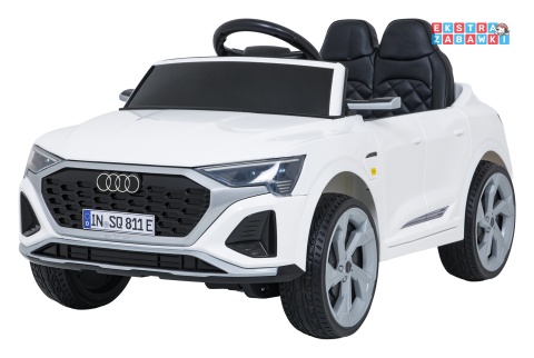 Audi SQ8 4x4 na akumulator - biały, 4x35W 12V/9Ah, pilot, EVA, LED, ekoskóra, pas, panel muzyczny [HZB-SQ8]