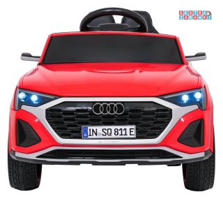Audi SQ8 4x4 na akumulator - czerwony, 4x35W 12V/9Ah, pilot, EVA, LED, ekoskóra, pas, panel muzyczny [HZB-SQ8]
