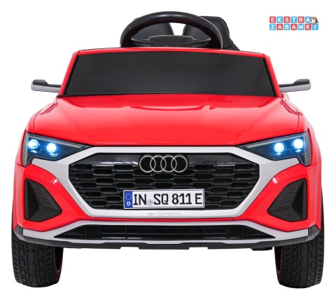 Audi SQ8 4x4 na akumulator - czerwony, 4x35W 12V/9Ah, pilot, EVA, LED, ekoskóra, pas, panel muzyczny [HZB-SQ8]