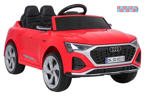 Audi SQ8 4x4 na akumulator - czerwony, 4x35W 12V/9Ah, pilot, EVA, LED, ekoskóra, pas, panel muzyczny [HZB-SQ8]