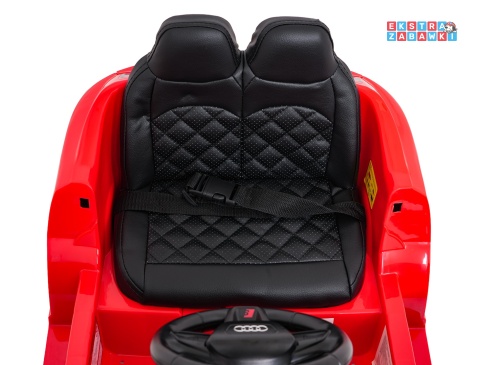 Audi SQ8 4x4 na akumulator - czerwony, 4x35W 12V/9Ah, pilot, EVA, LED, ekoskóra, pas, panel muzyczny [HZB-SQ8]