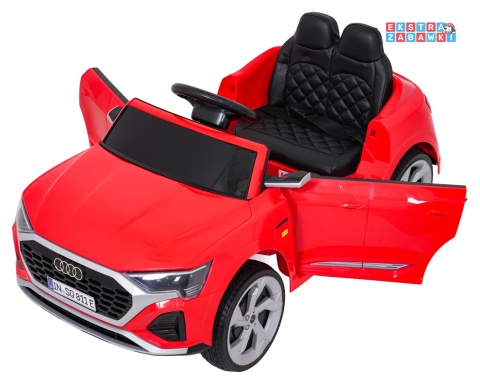 Audi SQ8 4x4 na akumulator - czerwony, 4x35W 12V/9Ah, pilot, EVA, LED, ekoskóra, pas, panel muzyczny [HZB-SQ8]
