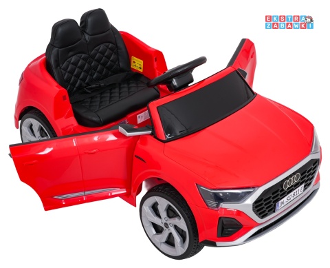 Audi SQ8 4x4 na akumulator - czerwony, 4x35W 12V/9Ah, pilot, EVA, LED, ekoskóra, pas, panel muzyczny [HZB-SQ8]