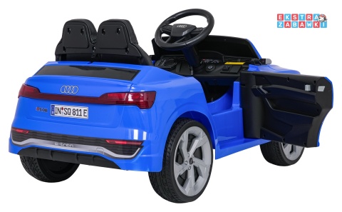 Audi SQ8 4x4 na akumulator - niebieski, 4x35W 12V/9Ah, pilot, EVA, LED, ekoskóra, pas, panel muzyczny [HZB-SQ8]