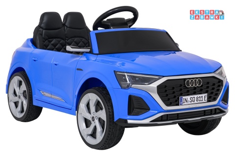 Audi SQ8 4x4 na akumulator - niebieski, 4x35W 12V/9Ah, pilot, EVA, LED, ekoskóra, pas, panel muzyczny [HZB-SQ8]