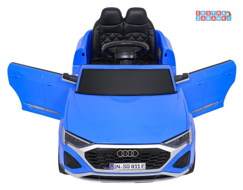 Audi SQ8 4x4 na akumulator - niebieski, 4x35W 12V/9Ah, pilot, EVA, LED, ekoskóra, pas, panel muzyczny [HZB-SQ8]