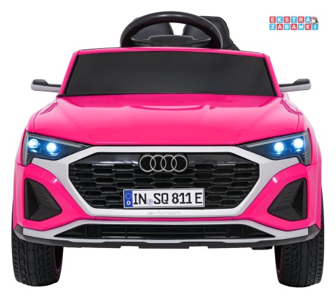 Audi SQ8 4x4 na akumulator - różowy, 4x35W 12V/9Ah, pilot, EVA, LED, ekoskóra, pas, panel muzyczny [HZB-SQ8]
