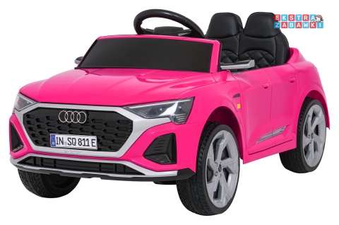 Audi SQ8 4x4 na akumulator - różowy, 4x35W 12V/9Ah, pilot, EVA, LED, ekoskóra, pas, panel muzyczny [HZB-SQ8]