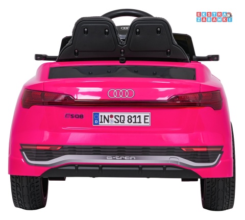 Audi SQ8 4x4 na akumulator - różowy, 4x35W 12V/9Ah, pilot, EVA, LED, ekoskóra, pas, panel muzyczny [HZB-SQ8]