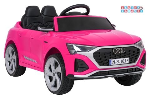 Audi SQ8 4x4 na akumulator - różowy, 4x35W 12V/9Ah, pilot, EVA, LED, ekoskóra, pas, panel muzyczny [HZB-SQ8]