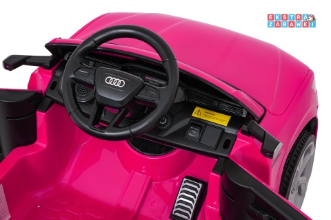 Audi SQ8 4x4 na akumulator - różowy, 4x35W 12V/9Ah, pilot, EVA, LED, ekoskóra, pas, panel muzyczny [HZB-SQ8]