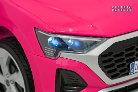 Audi SQ8 4x4 na akumulator - różowy, 4x35W 12V/9Ah, pilot, EVA, LED, ekoskóra, pas, panel muzyczny [HZB-SQ8]