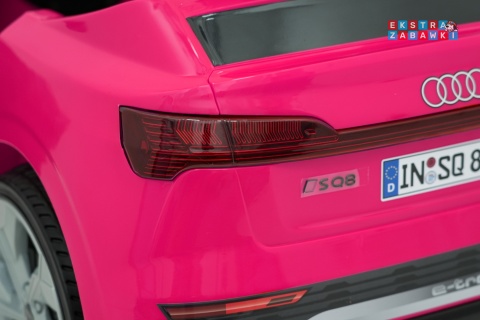 Audi SQ8 4x4 na akumulator - różowy, 4x35W 12V/9Ah, pilot, EVA, LED, ekoskóra, pas, panel muzyczny [HZB-SQ8]